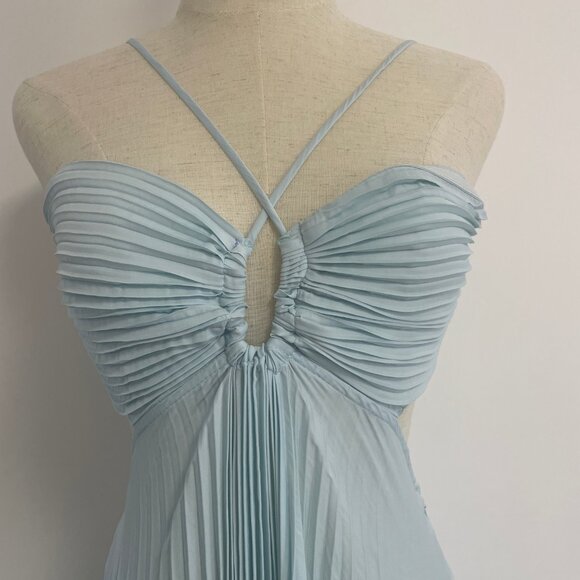 A.L.C. Pleated Halterneck High Waist Hollow out Maxi Dress - Picture 9 of 13